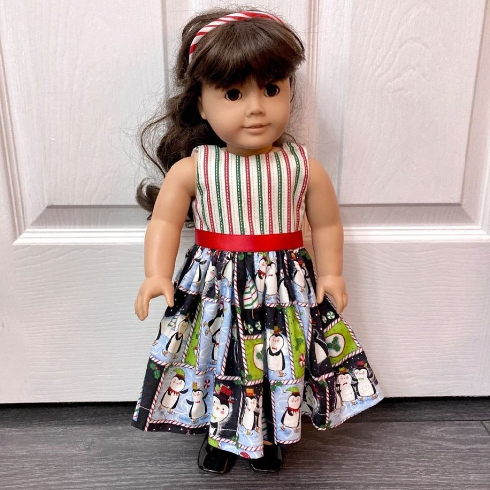 Christmas Doll Clothes Candy Stripes New Dress fits American Girl and 18” Dolls